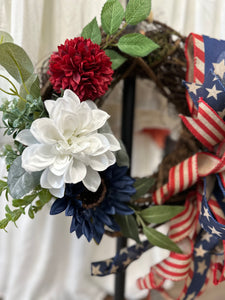 Patriotic Trio Blossoms Wreath