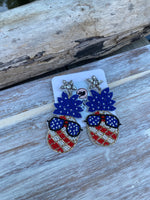Load image into Gallery viewer, “We Love America” Seed Bead Earrings
