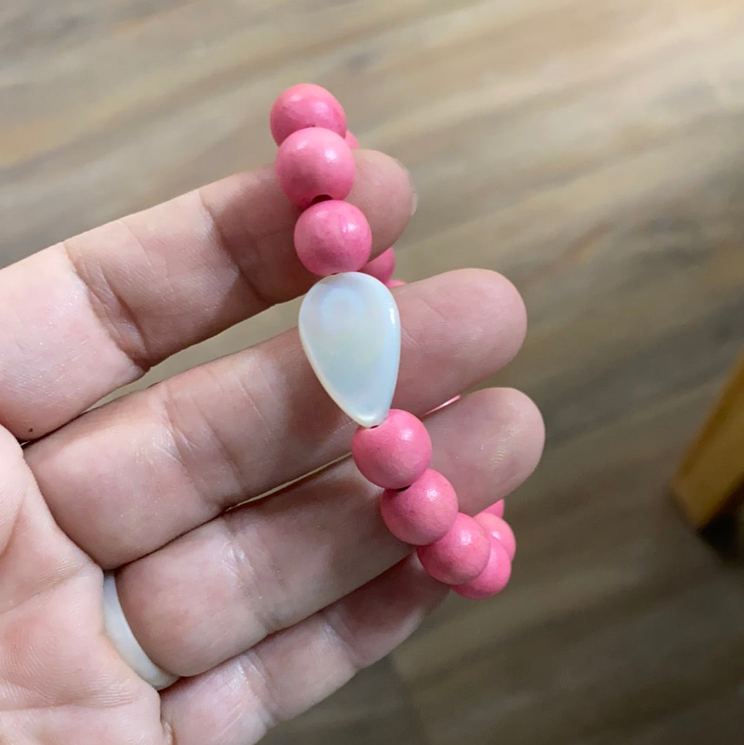 “Aspen” Pearl & Wood Bead Bracelet