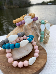 “Aspen” Pearl & Wood Bead Bracelet