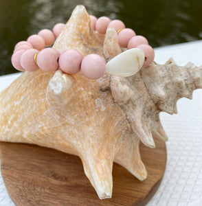 “Aspen” Pearl & Wood Bead Bracelet