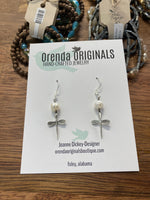 Load image into Gallery viewer, Dragonfly &amp; Pearl Earrings

