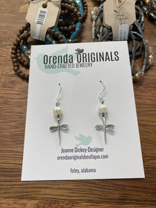 Dragonfly & Pearl Earrings